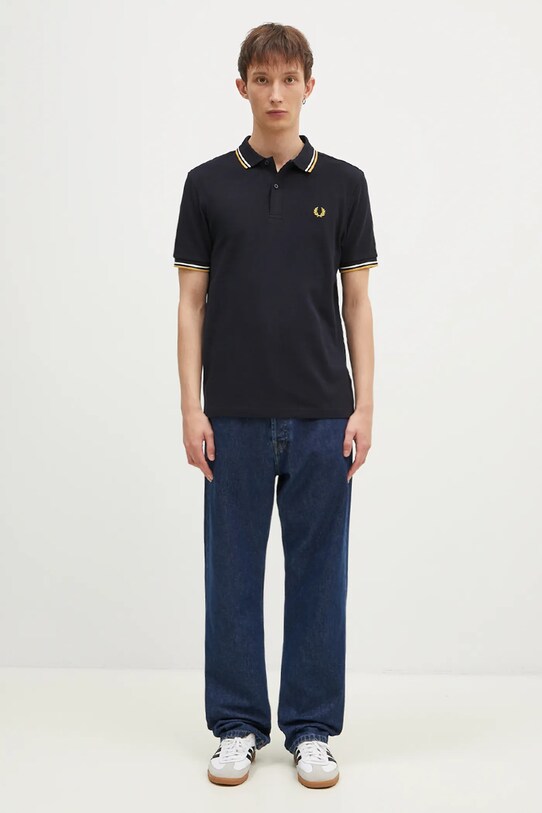 Fred Perry polo de bumbac The Twin Tipped Shirt M3600.W53 bleumarin