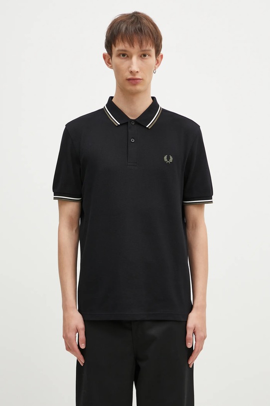 Fred Perry cotton polo shirt The Twin Tipped Shirt cotton black M3600.W54