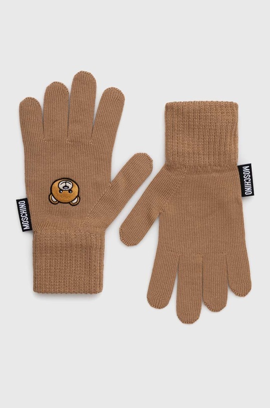 Vlnené rukavice Moschino vlna hnedá M3141.65162