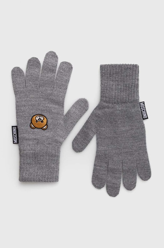 Vlněné rukavice Moschino vlna šedá M3141.65162