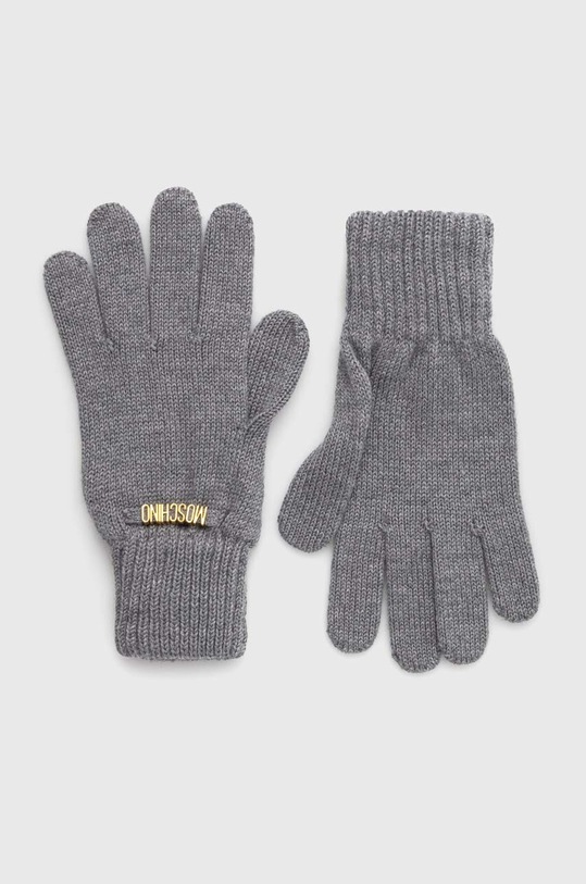 Vlnené rukavice Moschino vlna sivá M2973.65379