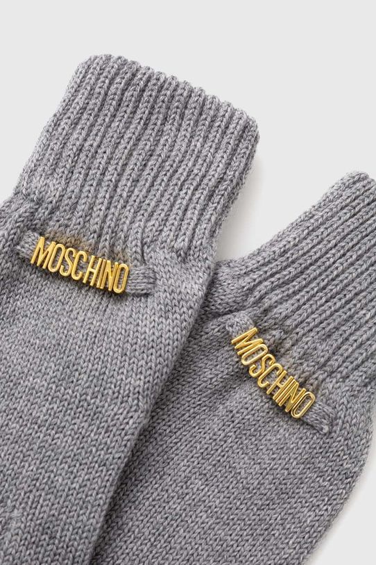 Vlnené rukavice Moschino M2973.65379 sivá AW24