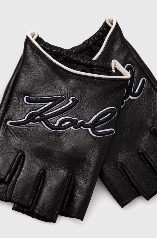 Kožené rukavice Karl Lagerfeld 245W3602 čierna AW24