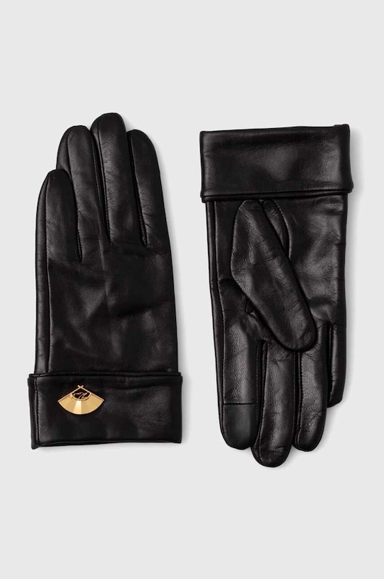 Kožené rukavice Karl Lagerfeld přírodní kůže černá 245W3603