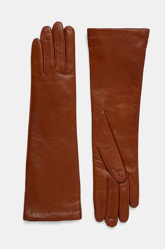 Δερμάτινα γάντια Weekend Max Mara λείο δέρμα καφέ 2425566035600