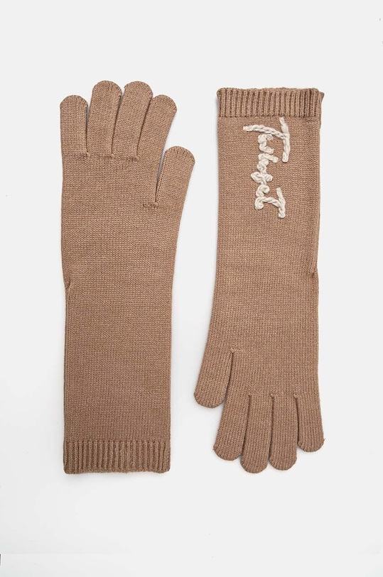 Рукавички Twinset аплікація коричневий 242TA4151