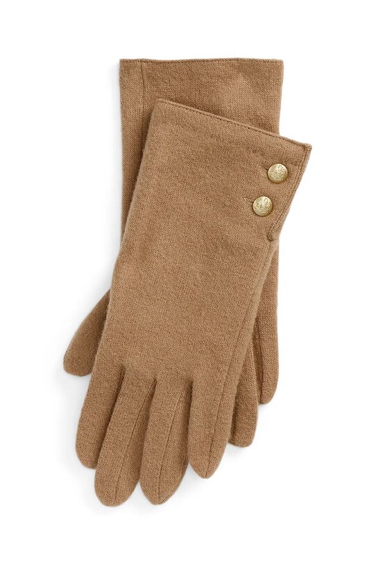Lauren Ralph Lauren rękawiczki wełniane wełna beżowy 454960096