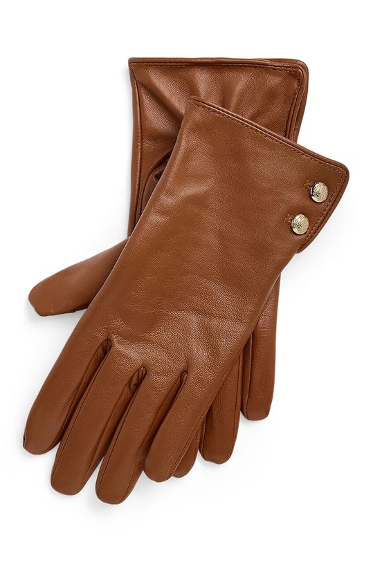 Kožne rukavice Lauren Ralph Lauren bez uzorka smeđa 454960097