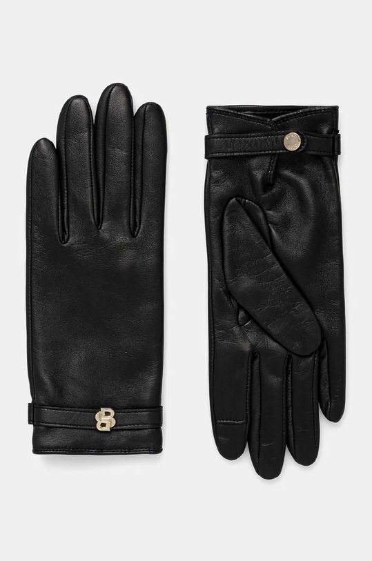 Kožené rukavice BOSS usňová koža čierna 50526609