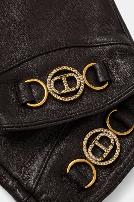 Kožne rukavice Twinset 242TO5170 smeđa AW24