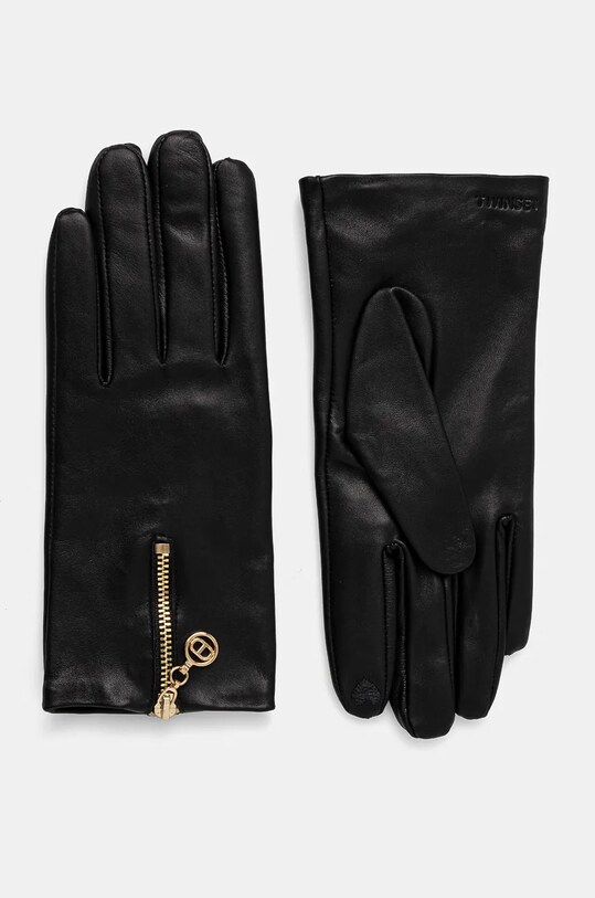 Kožené rukavice Twinset usňová koža čierna 242TO5561