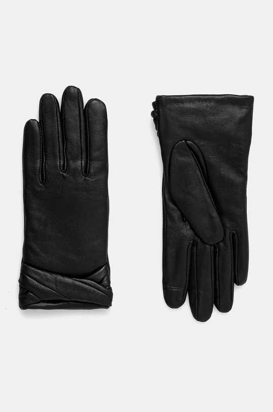 HUGO rękawiczki skórzane skóra licowa czarny 50526899