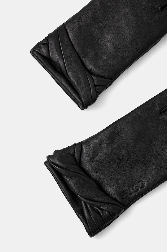 HUGO rękawiczki skórzane 50526899 czarny AW24