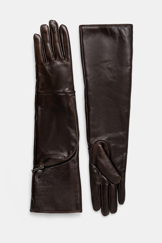Kožené rukavice Gestuz přírodní kůže hnědá 10909521