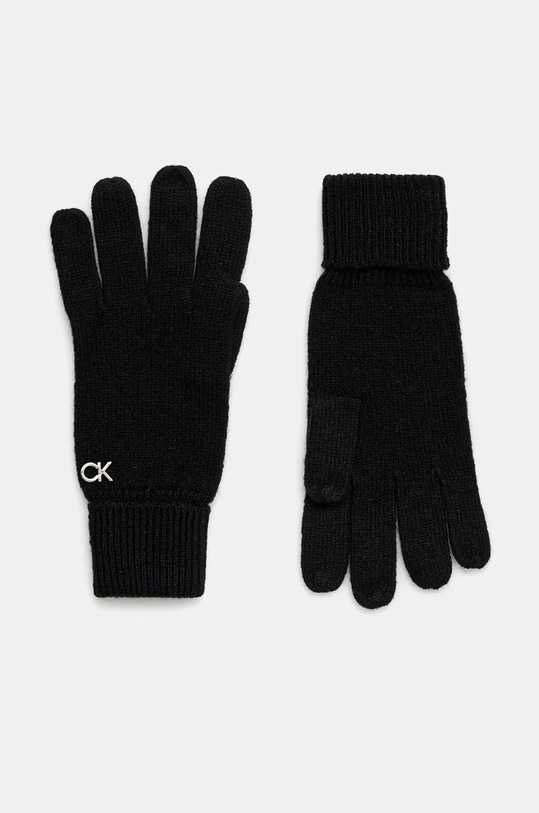 Vlnené rukavice Calvin Klein vlna čierna K60K612618