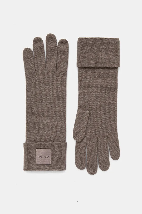 Kašmírové rukavice Calvin Klein vlna sivá K60K612619