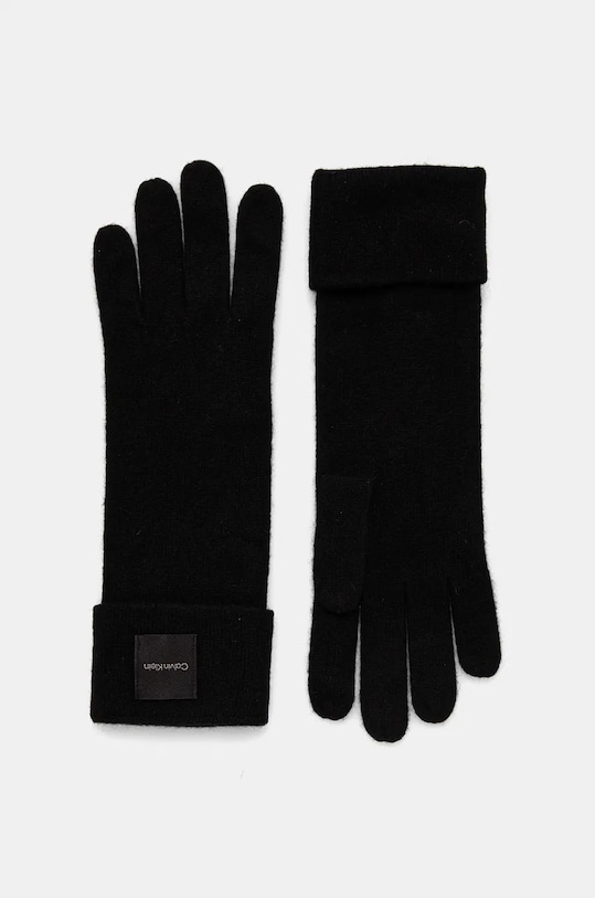 Kašmírové rukavice Calvin Klein vlna čierna K60K612619