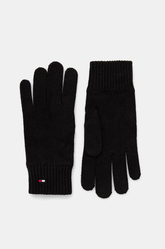 Rukavice s prímesou kašmíru Tommy Hilfiger s prímesou vlny čierna AW0AW16435