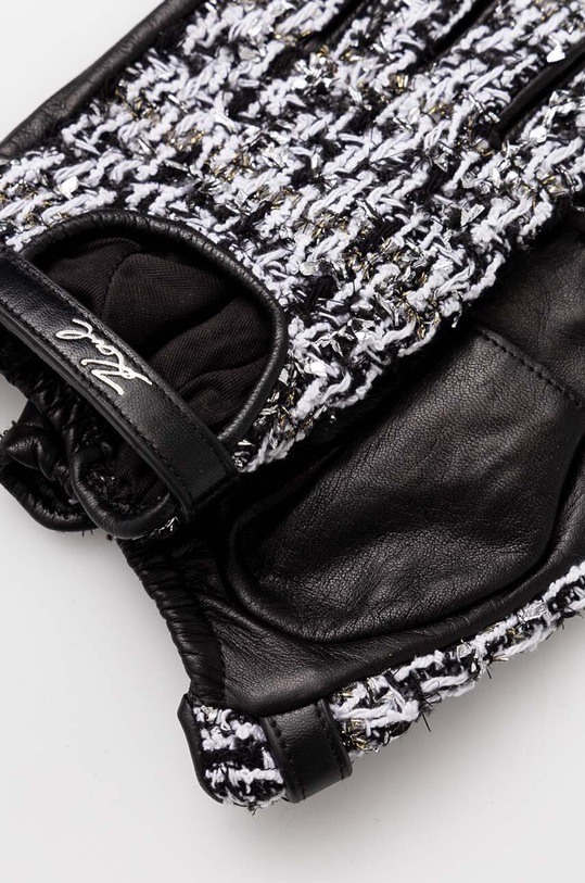 Kožené rukavice bez prstov Karl Lagerfeld 246W3605 čierna AW24