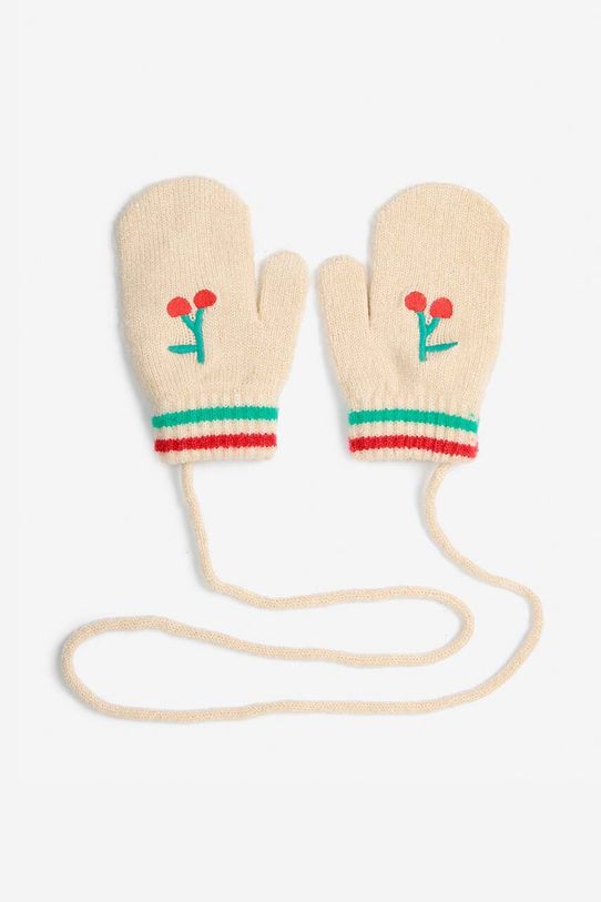 Bobo Choses rękawiczki dziecięce Cherry aplikacja beżowy 224AH034