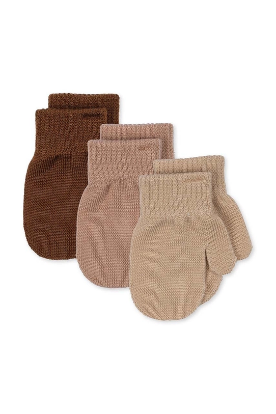 Konges Sløjd rękawiczki z domieszką wełny dziecięce FILLA MITTENS 3-pack z domieszką wełny beżowy KS101221