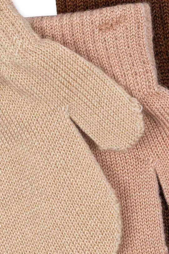 Παιδικά γάντια με μείγμα μαλλιού Konges Sløjd FILLA MITTENS 3-pack KS101221 μπεζ AW24