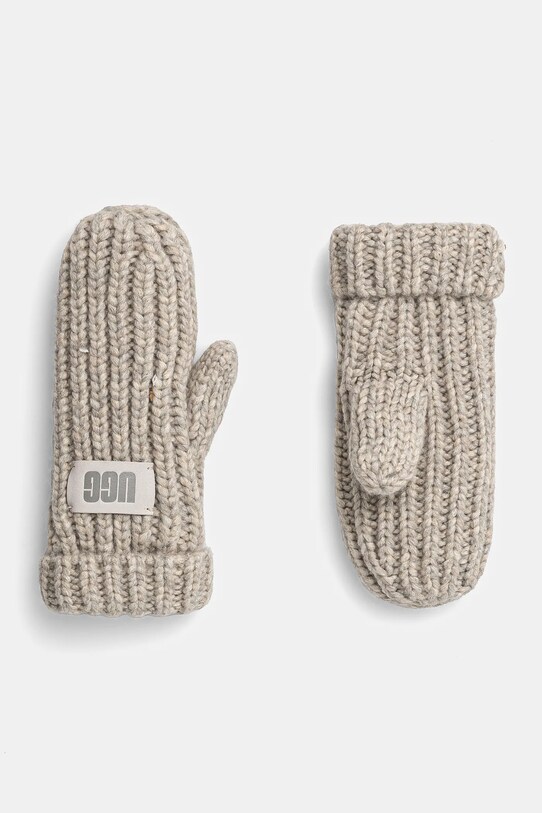 UGG manusi cu un amestec de lana pentru copii CHUNKY MITTEN cu un amestec de lana gri 100030