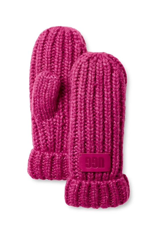 UGG rękawiczki z domieszką wełny dziecięce CHUNKY MITTEN z domieszką wełny różowy 100030