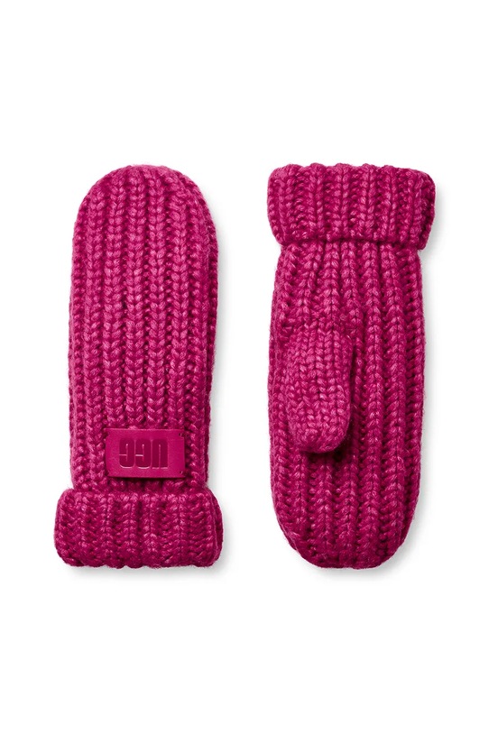 UGG rękawiczki z domieszką wełny dziecięce CHUNKY MITTEN 100030 różowy AW25