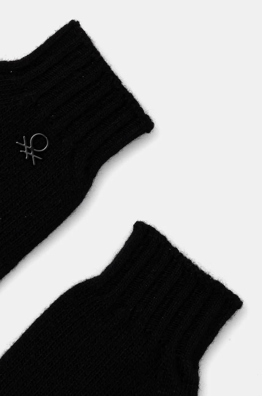 United Colors of Benetton rękawiczki wełniane dziecięce 1244CG00M.G.Seasonal czarny AW24