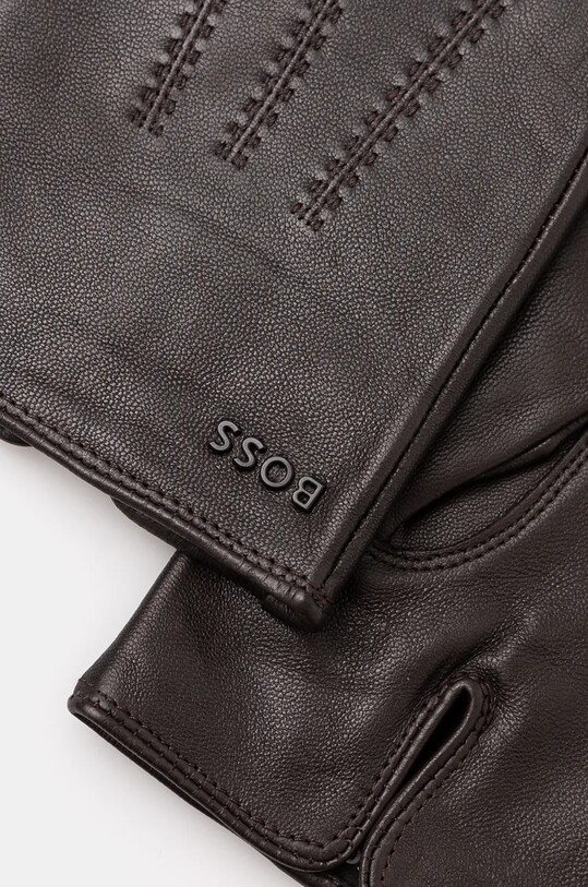 BOSS rękawiczki skórzane 50526681 brązowy AW24