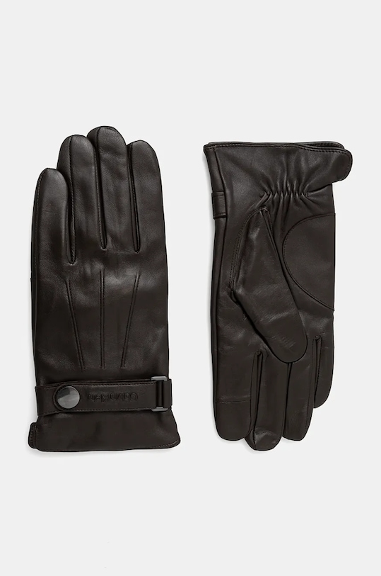Kožené rukavice Calvin Klein s prímesou vlny čierna K50K512384