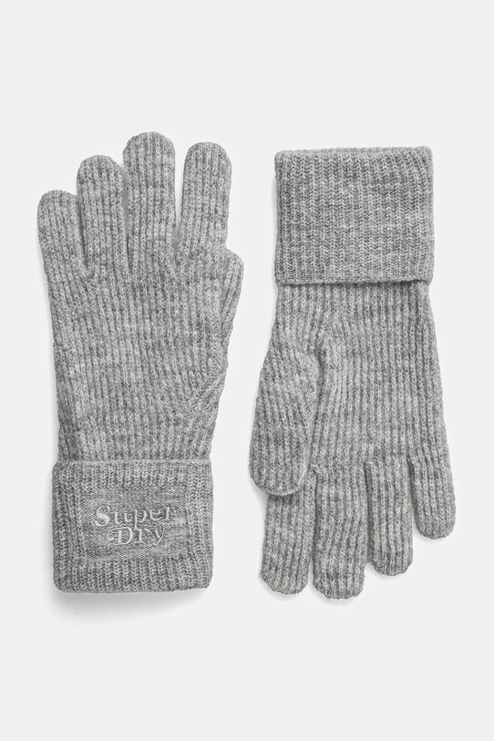 Перчатки с примесью шерсти Superdry аппликация серый Y9310077A.2XF