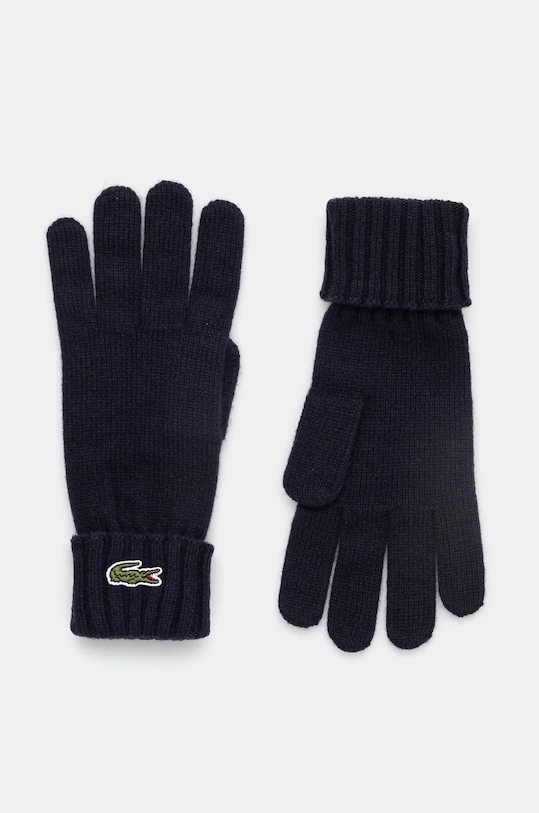 Vlněné rukavice Lacoste nášivka námořnická modř RV0452