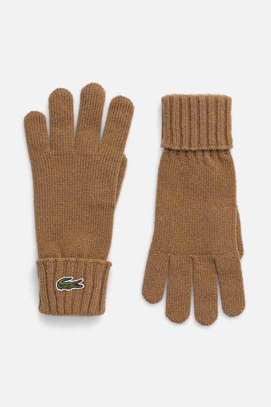 Vlněné rukavice Lacoste vlna hnědá RV0452