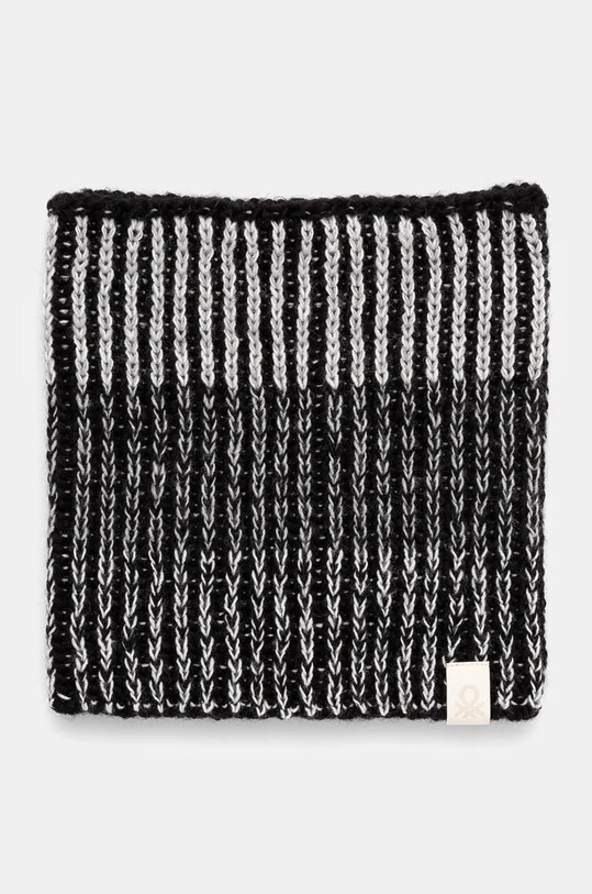 United Colors of Benetton fular pentru copii cu amestec de lână cu modele negru 115HQU011.G.Seasonal