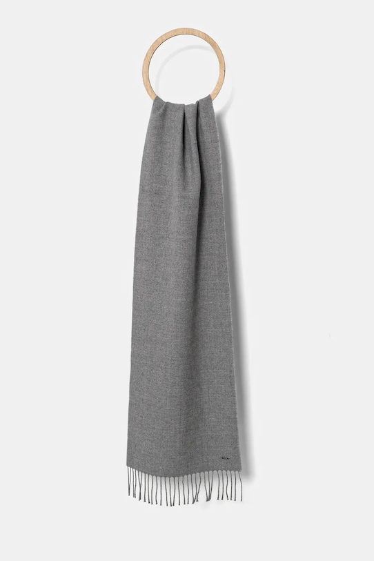 BOSS szalik wełniany tkanina szary 50517216