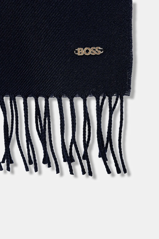 Вовняний шарф BOSS 50517216 темно-синій AW25
