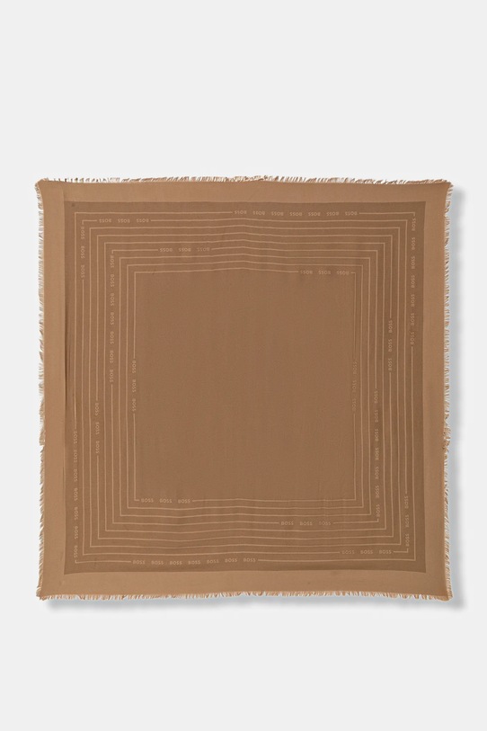 Hedvábný šátek BOSS Laik jemný vzor béžová 50521800