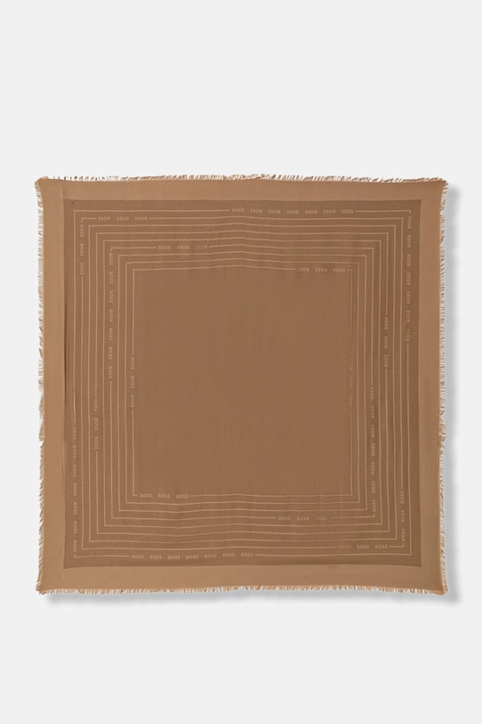 Hedvábný šátek BOSS Laik jemný vzor béžová 50521800