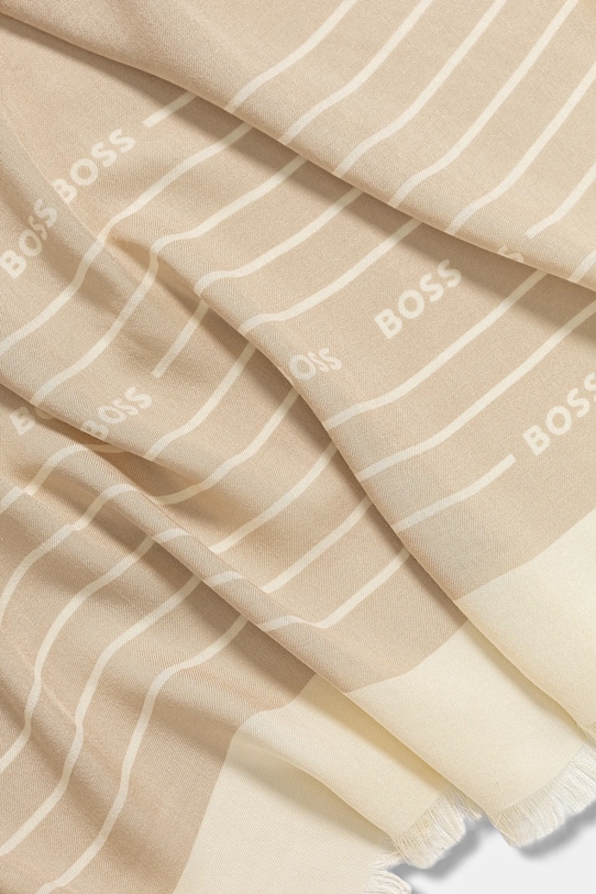 Μεταξωτό μαντήλι BOSS 50521800 μπεζ AW25