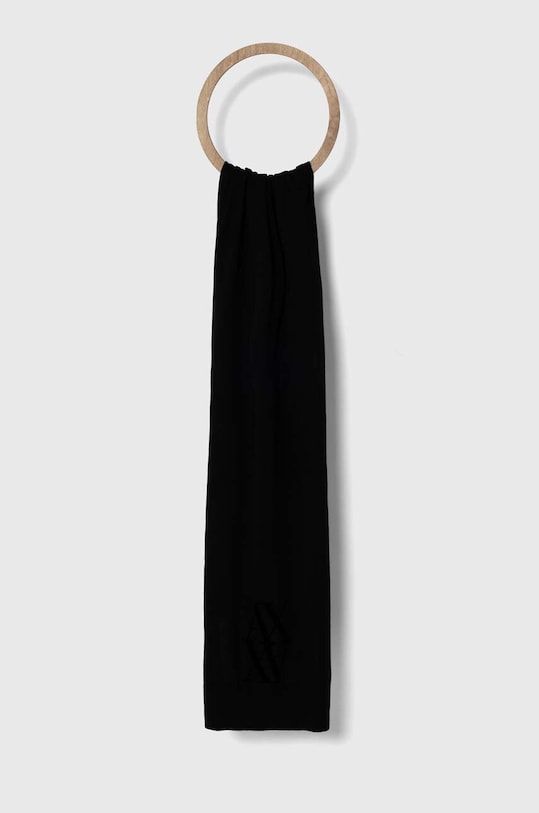 Armani Exchange szalik z domieszką jedwabiu dzianina czarny 944602.4F300