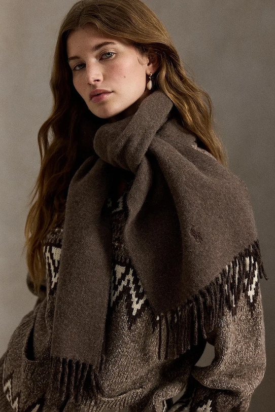 Polo Ralph Lauren szalik wełniany 455954371 brązowy