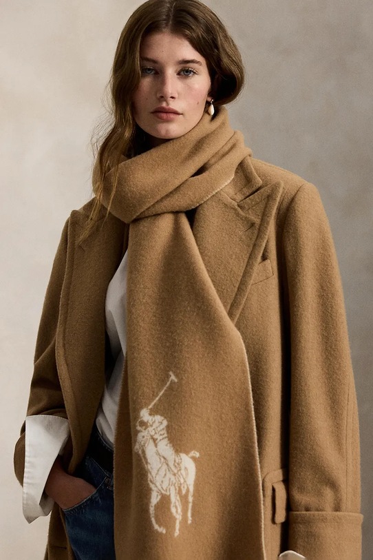 Kratki vuneni šal Polo Ralph Lauren bež 455954331