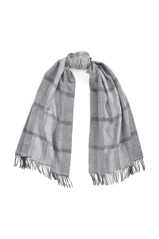 Lauren Ralph Lauren szal z domieszką wełny drobny wzór szary 454960045