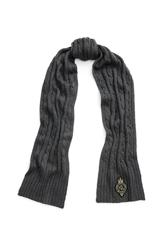 Šátek z vlněné směsi Lauren Ralph Lauren pletenina šedá 454960071