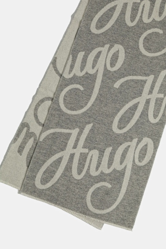 HUGO szalik wełniany 50524789 szary AW25