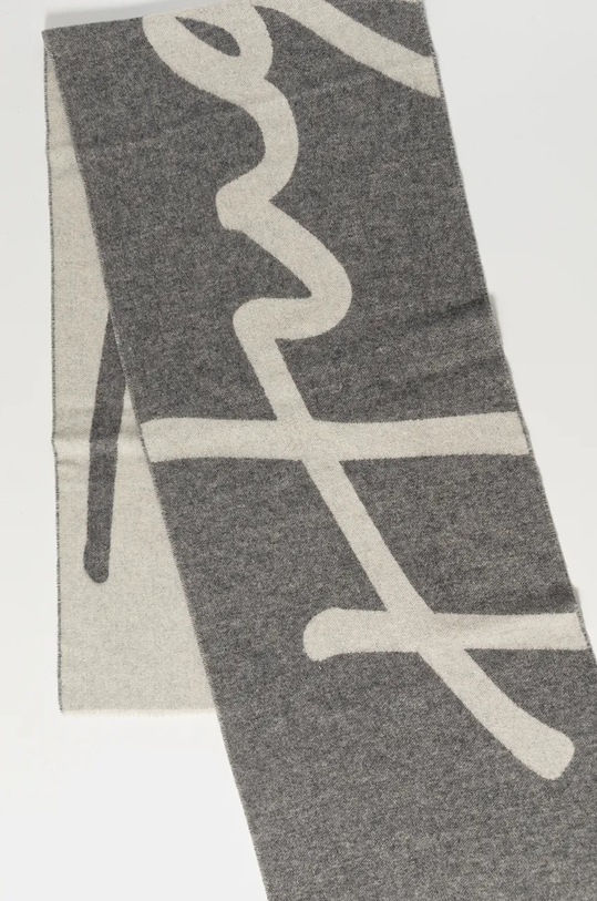 Kratki vuneni šal HUGO 50524789 siva AW25