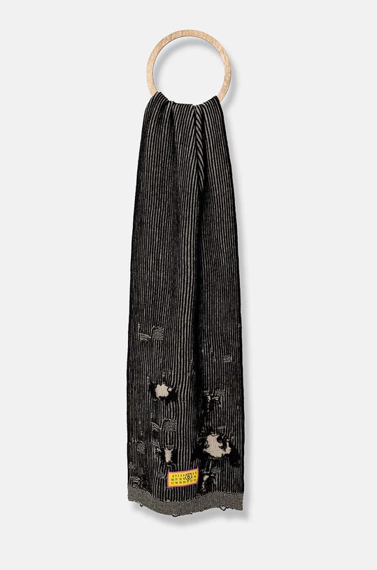 MM6 Maison Margiela szalik wełniany dzianina czarny S62TE0051.M13076