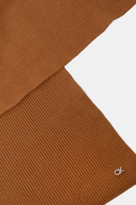 Vlněná šála Calvin Klein K60K612603 hnědá AW24